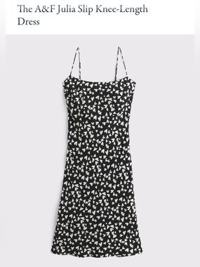 Black and White Heart-Print Julia Slip Dress by Abercrombie & Fitch